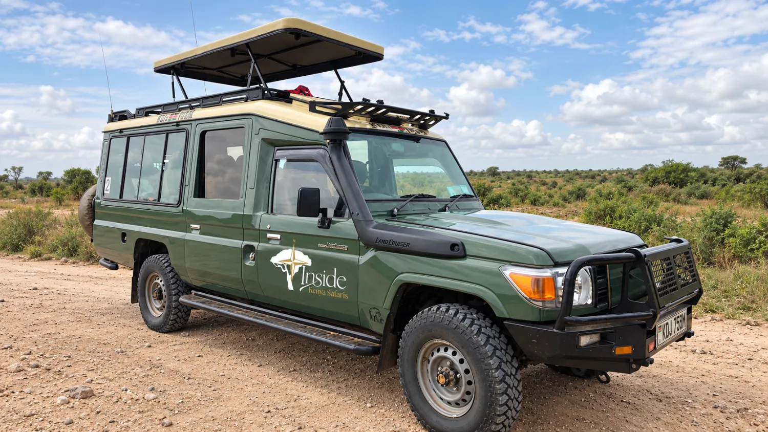 An Inside Kenya Safaris Land Cruiser on a park track