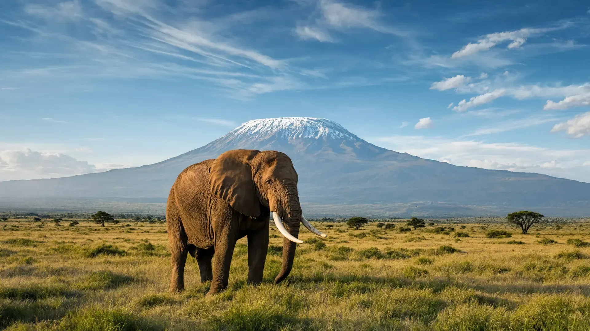 Big tusker beneath Kilimanjaro, Amboseli