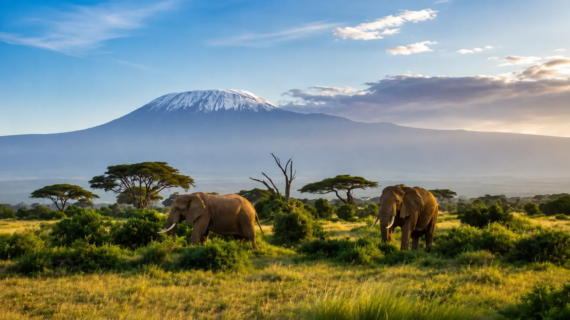 Elephants beneath Kilimanjaro, Amboseli