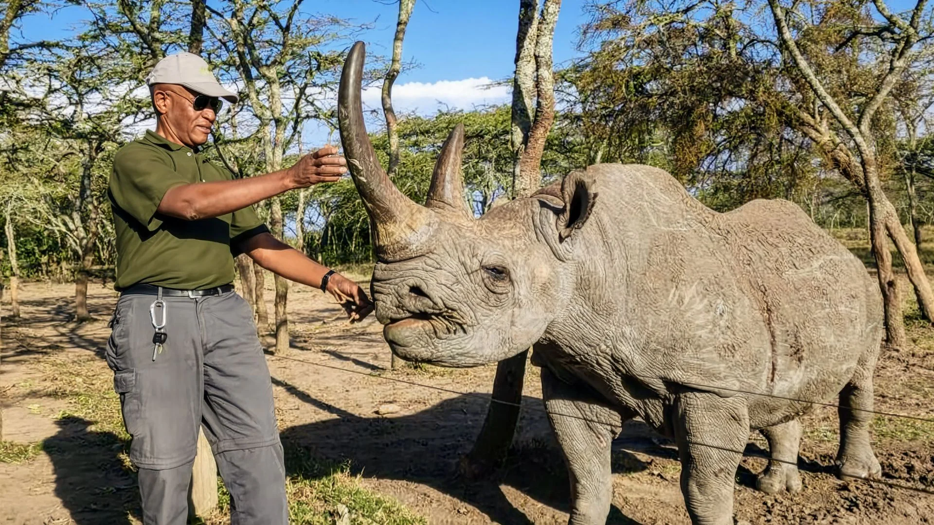 Alex with Rhino at Ol Pejeta