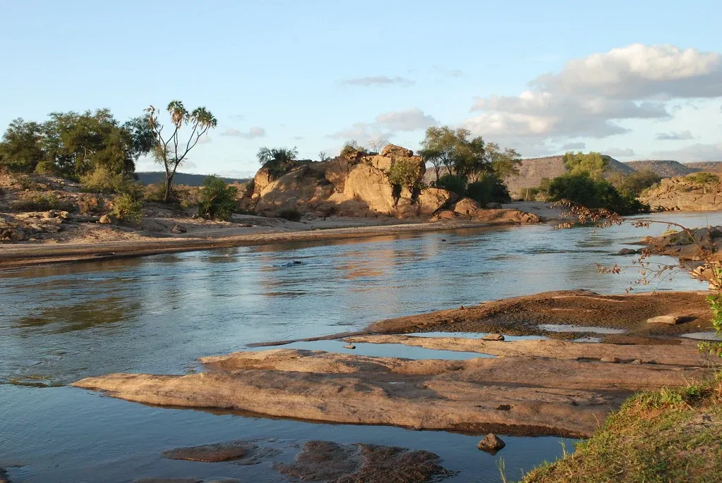 Galana River at golden hour, Tsavo East