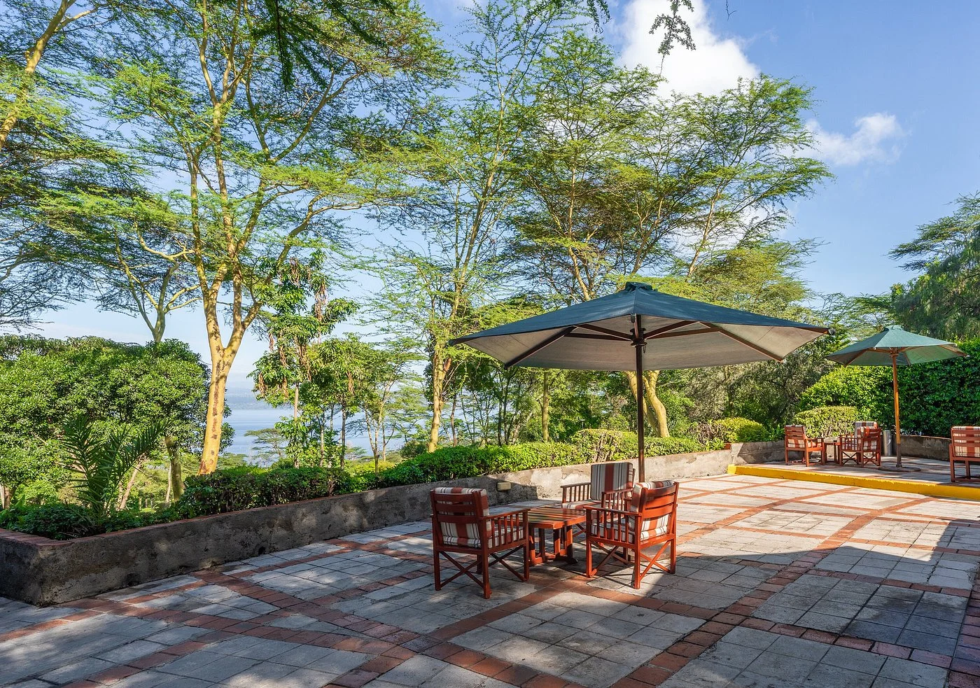Sarova Lion Hill Game Lodge — patio overlooking Lake Nakuru