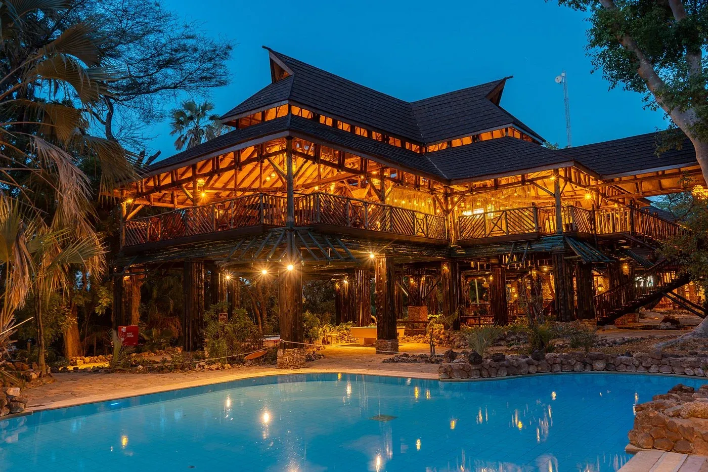 Sarova Shaba Game Lodge — lit up at dusk