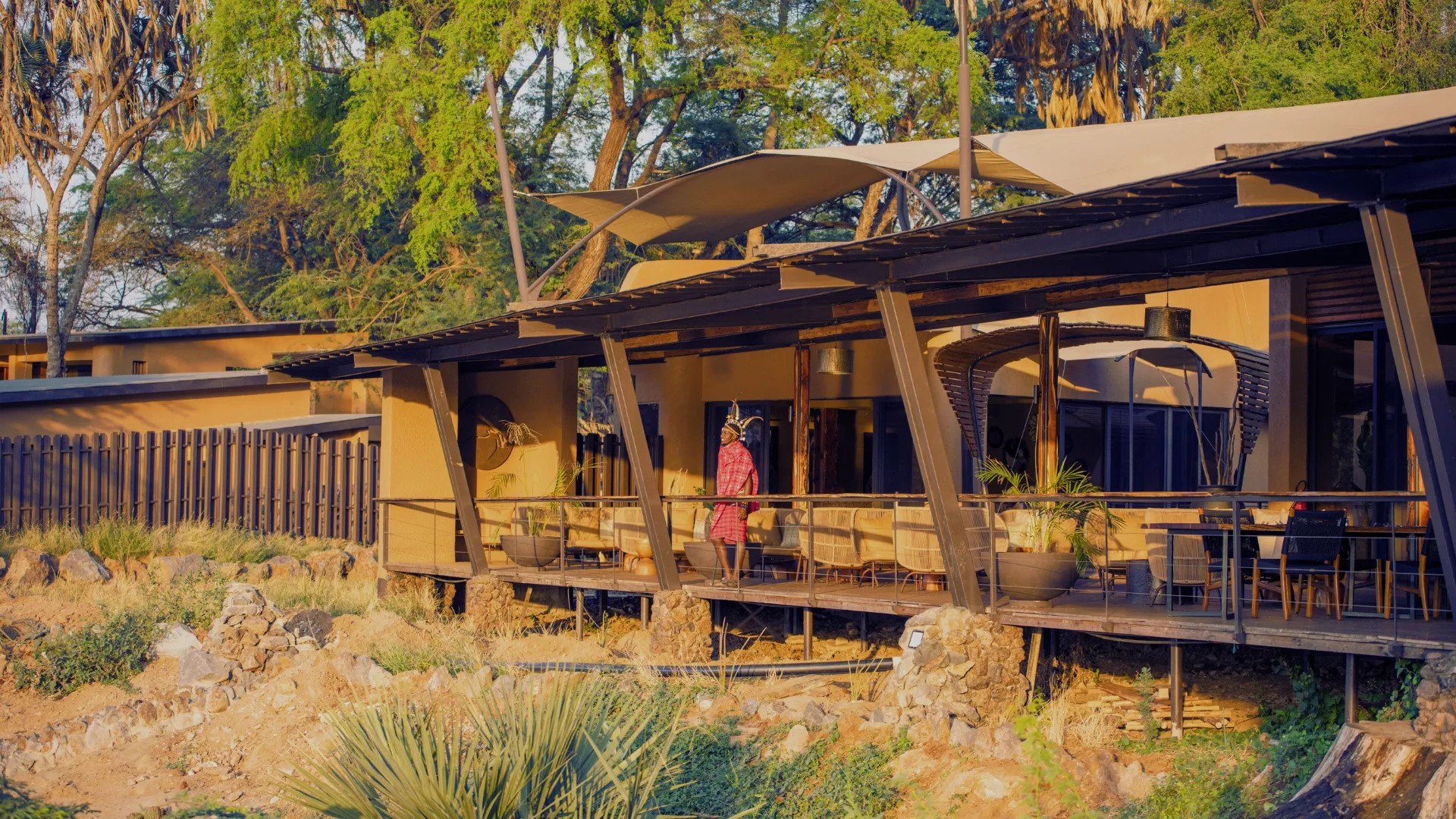 Soroi Samburu Lodge exterior at sunset